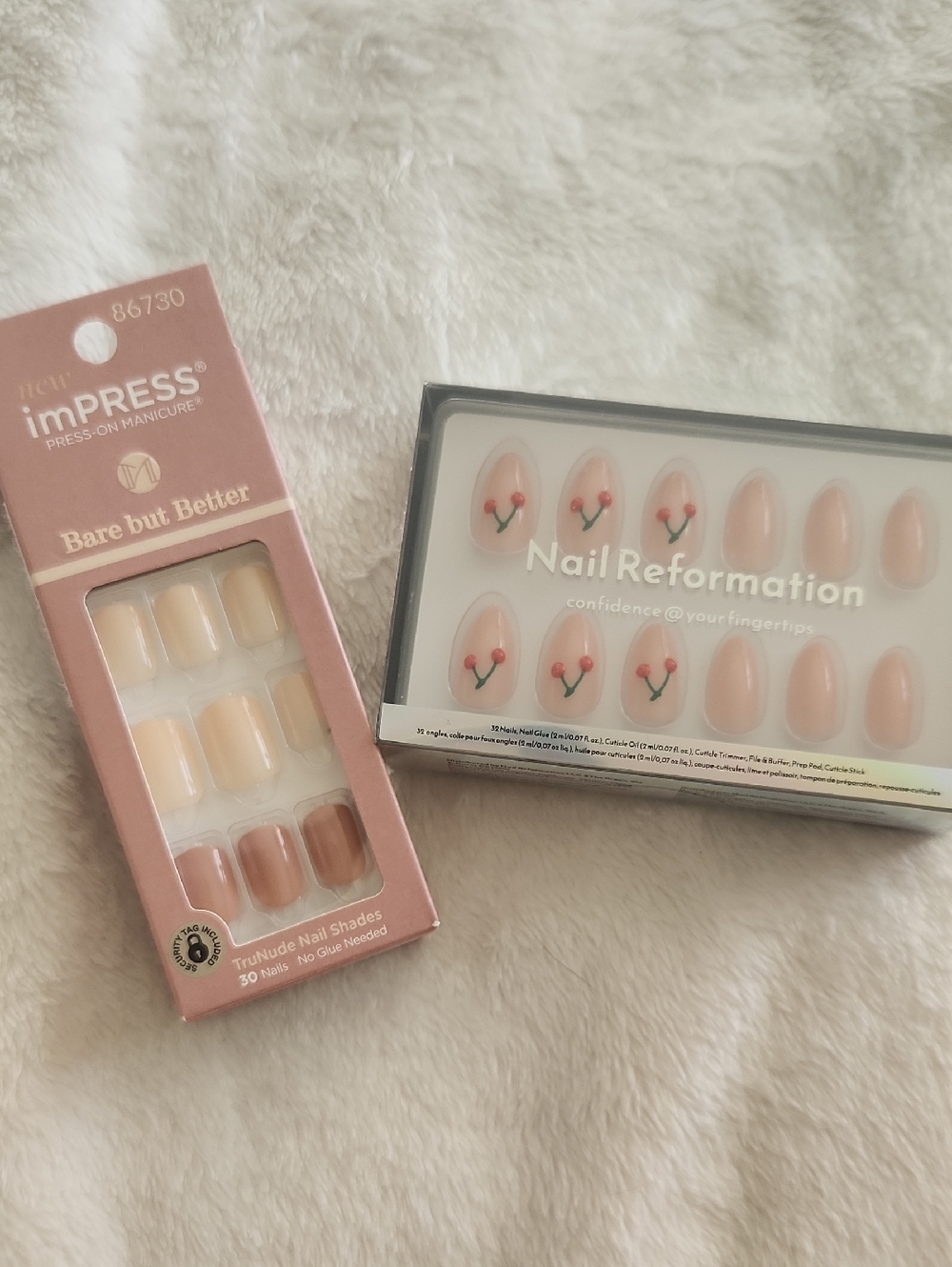 imPRESS Bare but Better Nude Press-On Nails with Pink Floral Accent